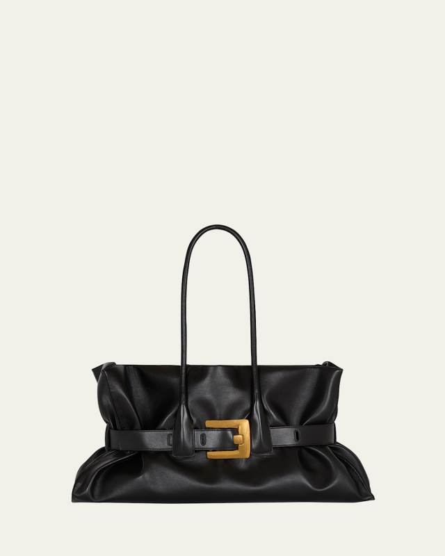 Anthem Large Buckle Shoulder Bag in Calfskin Leather